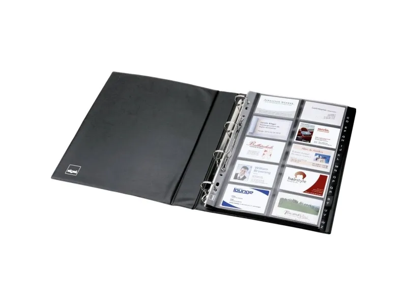 Sigel - Visitkortbog - 20 rum - præ-trykt: A-Z - for 90 x 58 mm - kapacitet: 400 kort - sort