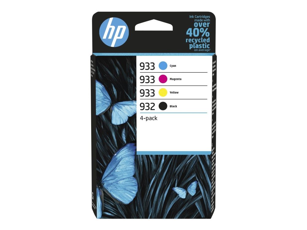 Hp 932 + 933 Combo Pack - 4 Colors: Black, Yellow, Cyan & Magenta - Original - For Officejet 6110, 6600 H711a, 6700, 7110, 7130, 7130Xi, 7135Xi, 7140