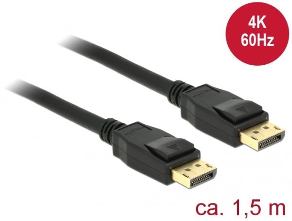 Delock - Displayport Kabel - Displayport (Han) Til Displayport (Han) - Displayport 1.2A - 50 Cm - 4K Support - Hvid