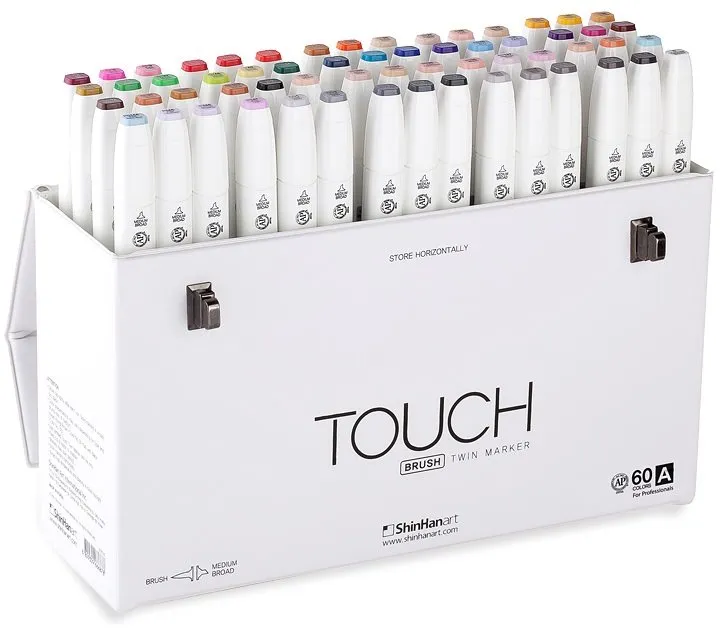 Touch Brush Marker 60 Stk. I Gaveæske Pensel Medium Kantet Spids Perfekt Til Cozy Coloring
