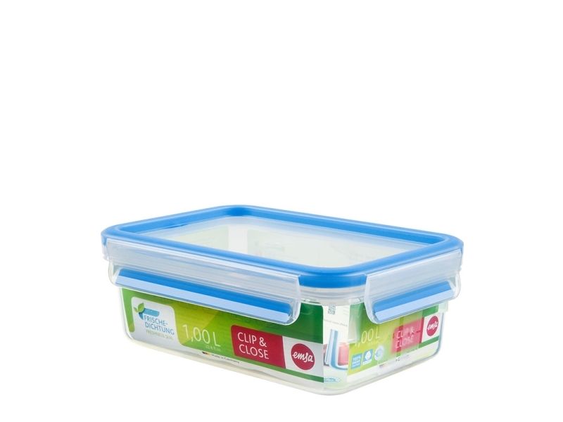 Emsa Clip & Close Frischhaltedosen, Box, Rechteckig, 1 L, Transparent, Deutschland, 136 Mm
