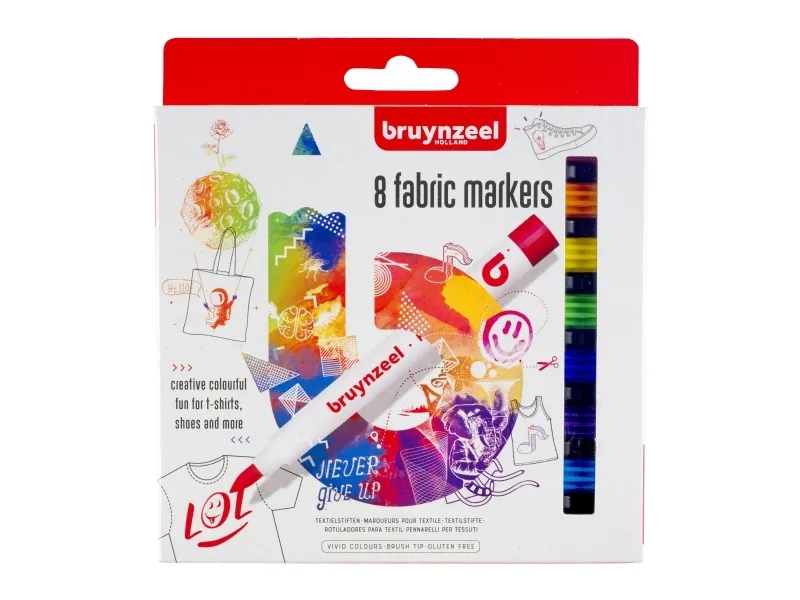Bruynzeel Fabric markers set 8 colours | Skola & Hobby - Konstmaterial - Markörer | GameStuff