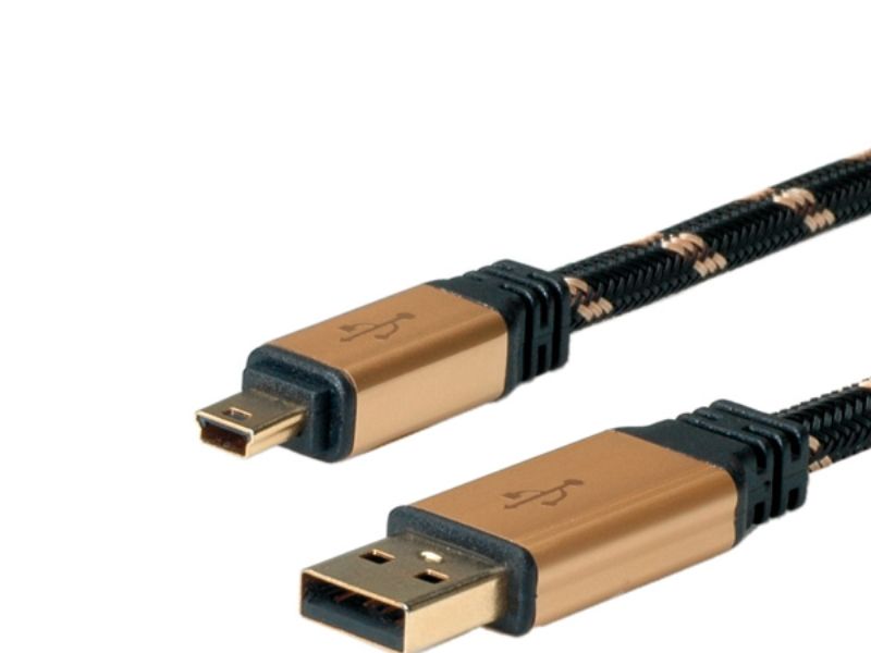 Roline Usb-Kabel Usb 2.0 Usb-A Stecker, Usb-Mini-A Buchse 1,80 M Schwarz, Gold Geschirmt 11.02.8822
