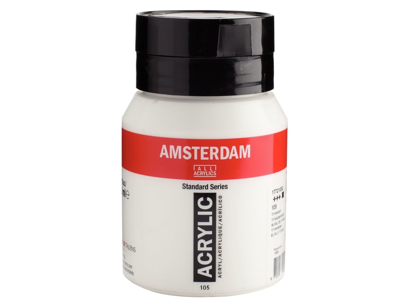 Artequipment Farba akrylowa TALENS AMSTERDAM 500ml 105 - TITANIUM VALKOINEN uniw