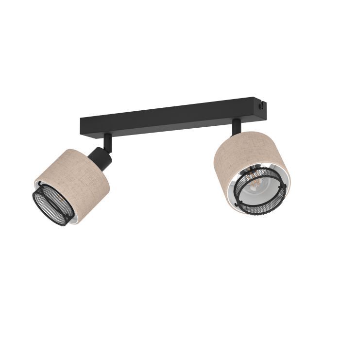 EGLO Deckenstrahler Rosley, Deckenlampe 2-fach | Deckenleuchte mit schwenkbaren Spots aus Textil in Natur und schwarzem Metall, Deckenspots mit E14 Fassung - Bild 5