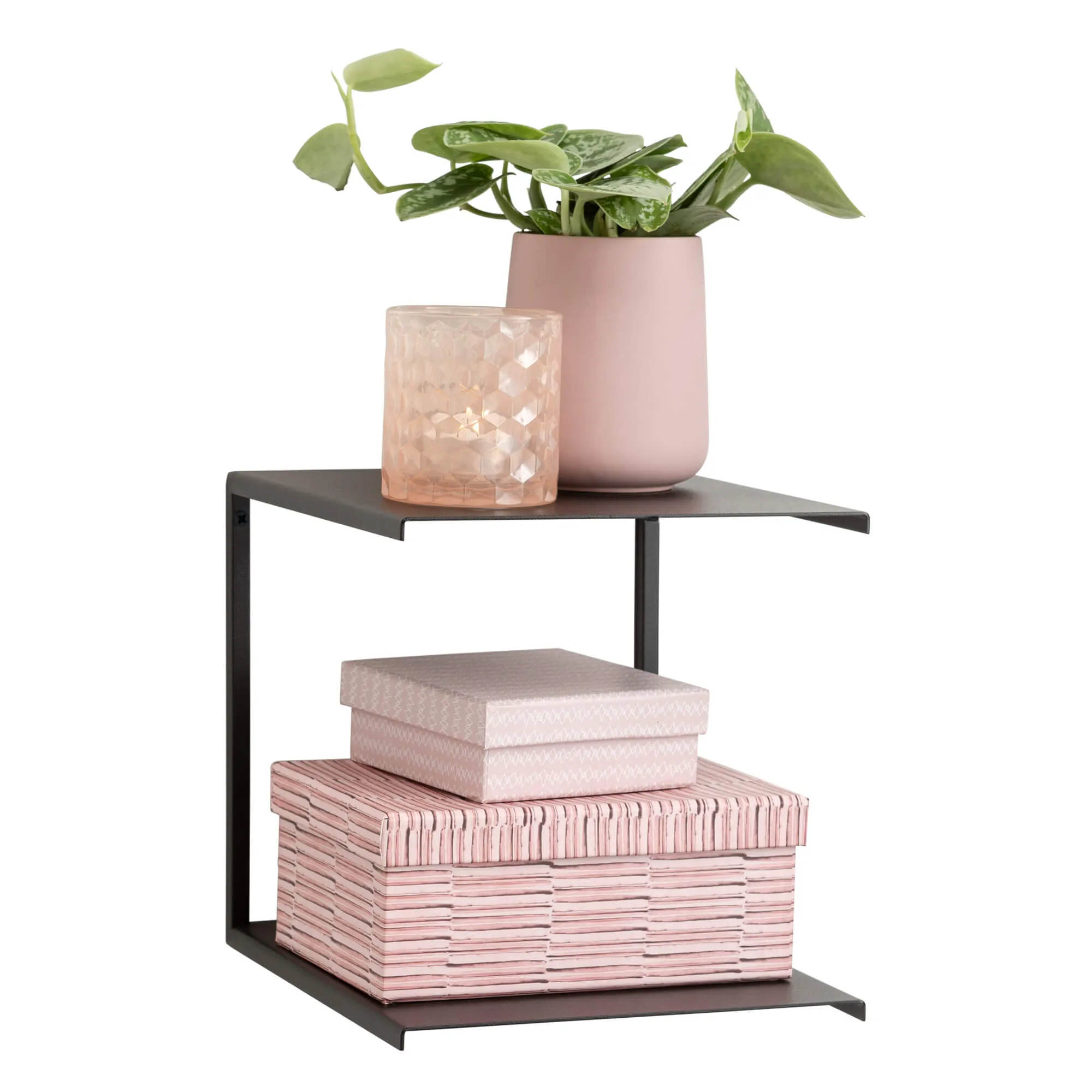 Dobbelthylde i metal 20x20x20 cm sort | Möbler - Bord - Tillbehör | GameStuff