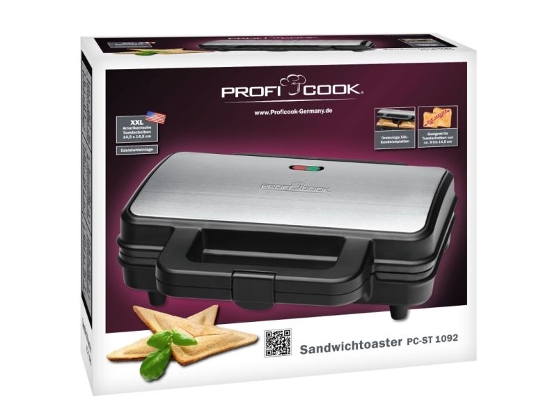Proficook Pc-St 1092 - Sandwichmaker - 900 W - Edelstahl/Schwarz