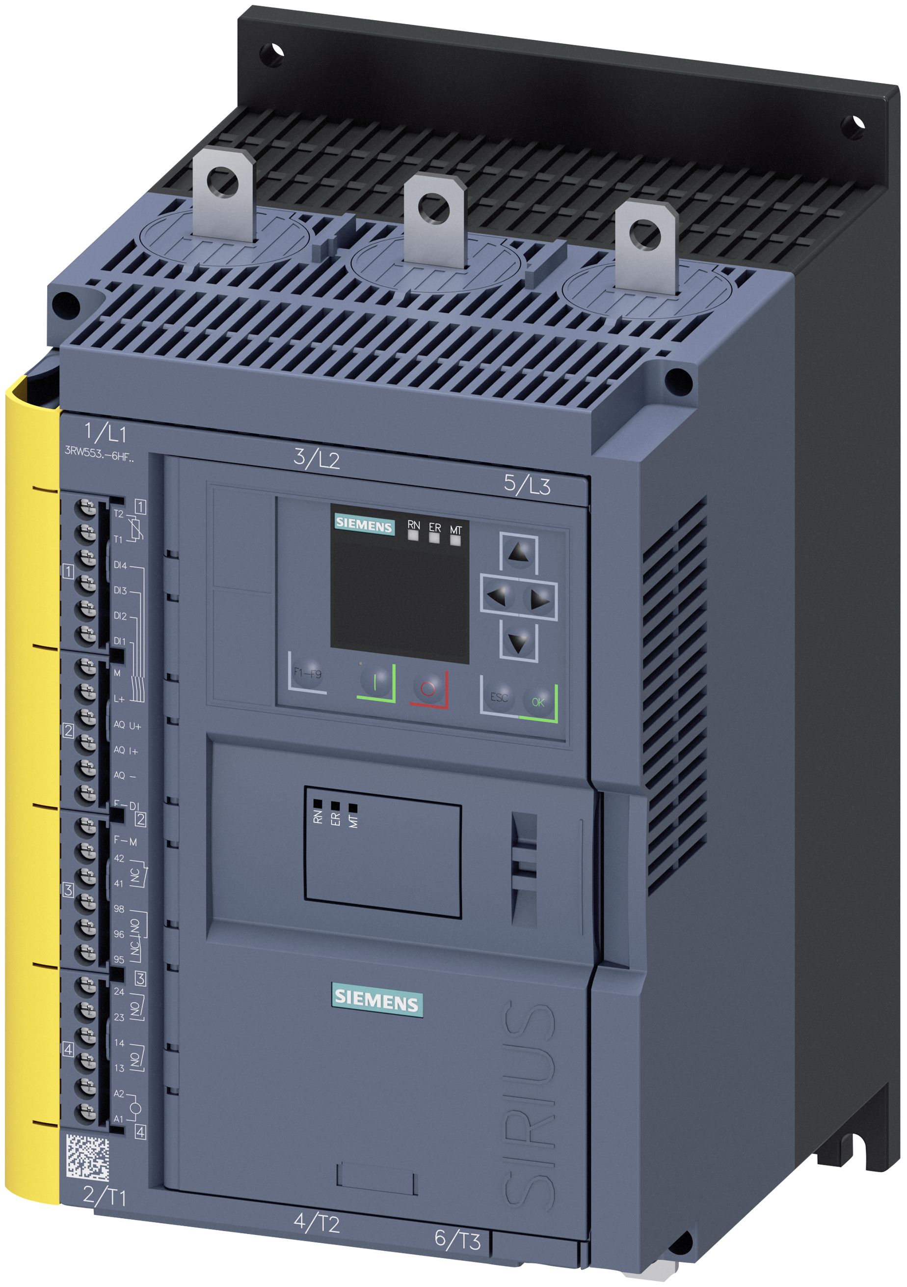 Siemens 3RW5536-6HF04 3RW55366HF04 Blødstarter Motoreffekt ved 400 V 90 kW Motoreffekt ved 230 V 45 kW 200 V, 480 V Nominel strøm 171 A, IP00, 10,3 kg, 396 mm, 303 mm, 333 mm