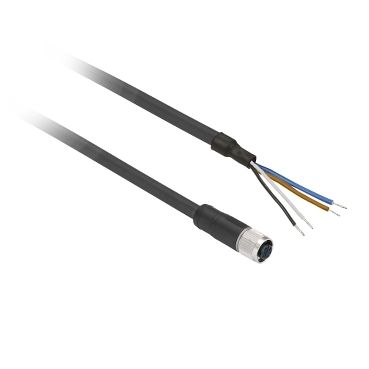 Schneider Electric XZCPV1141L5, 5 m, M12, Hunstik, Sort, Polyvinylchlorid (PVC), -25 - 80 °C