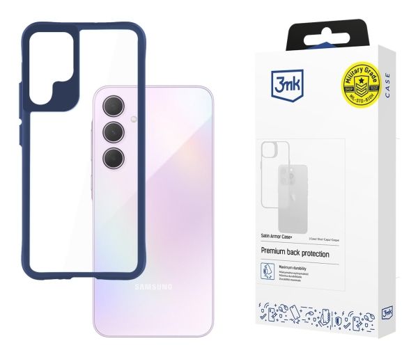 3Mk Satin Armor Case+, Cover, Samsung, Galaxy A35 5G, 16,8 Cm (6.6"), Blå, Transparent