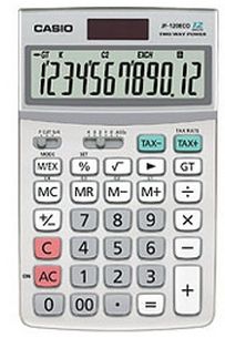 Casio JF-120ECO - Skrivebords-regnemaskine - 12 cifre - solpanel, batteri