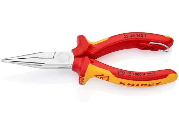 Knipex 25 06 160 T, Nåletang, 2,5 mm, 5 cm, Krom-vanadium-stål, Orange, Rød, 160 mm