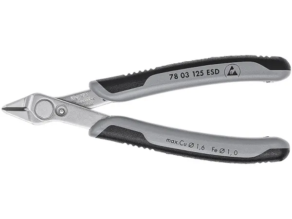 Knipex 78 03 125 ESD, Avbitartång, Rostfritt stål, Stål, Plast, Svart, Grå, 125 mm, 55 g | Verktyg & Verkstad - Handverktyg - Sidavbitare | GameStuff