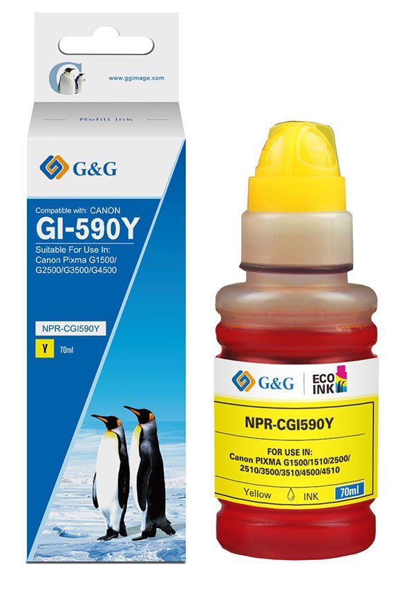 G&G Kompatibel Mit Canon Gi-590Y/ 1606C001 Nachfüll-Tinte Gelb, Kompatibel, Gelb, Canon, Canon Gi590 Canon Pixma G1500 Canon Pixma G1501 Canon Pixma