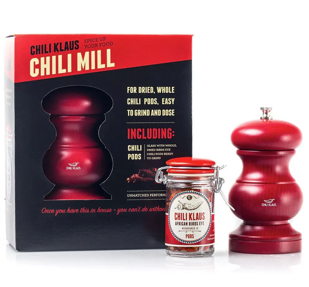 Chili Klaus Chili Mill© - Gaveæske inkl. Birds Eye Chili | Catering - Godis, snacks och choklad - Kryddor & såser | GameStuff