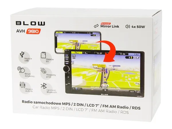 Blow AVH-9810 Bilradio - MP5 - 2 DIN - LCD 7 - Pekskärm / Touch - FM & AM Radio - Bluetooth, AUX. USB - 4 x 50W | Bilvård & Biltillbehör - Bilens Interiörutrustning - HiFi för bilar - Bilstereo | GameStuff
