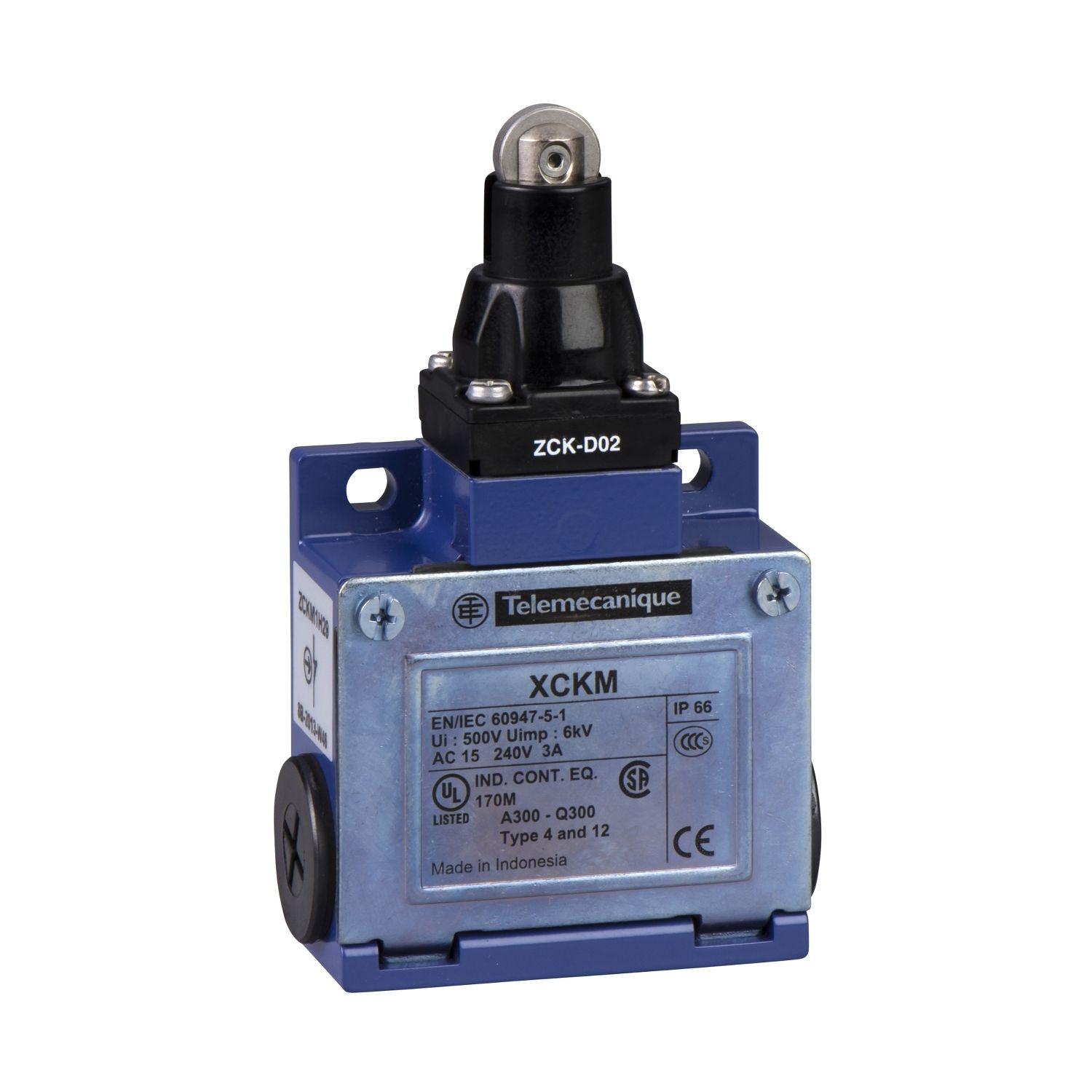 TELEMECANIQUE SENSORS Endestop komplet. Metal stempel med rulle 1NO + 1NC. M20 kabel tilgang