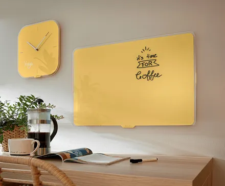 Leitz Cosy Whiteboard Vægmonterbar 800 600 Hærdet Glas Magnetisk Varm Gul