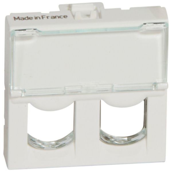 Dataudtag mosaic for 2x systimax uden konnektor 2 modul plan hvid