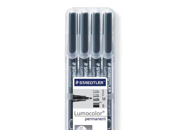 Marker Staedtler® Lumocolor 31-9WP4GS sort - med 4 forskellige stregbredder