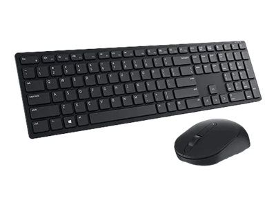 Dell Keyboard And Mouse Km3322w - Sæt Med Mus Og Tastatur - Trådløs - 2.4 Ghz - Qwerty - Us International - Sort