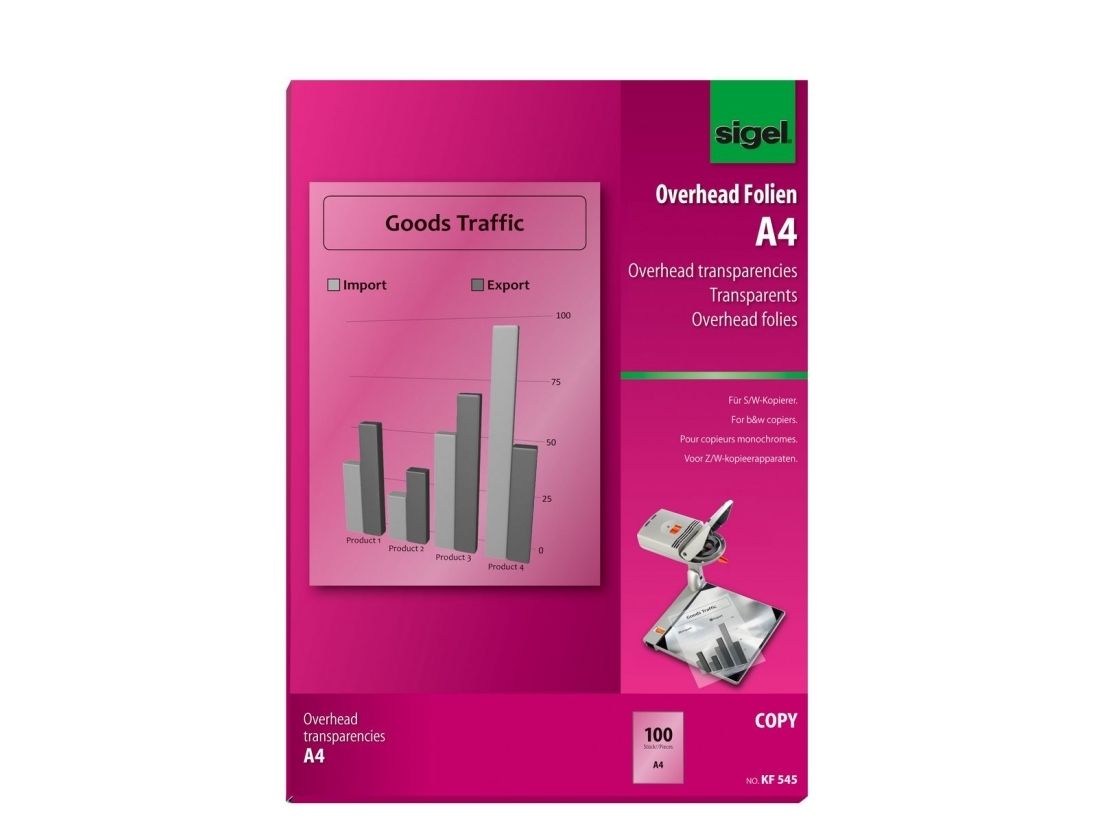Sigel KF545, Transparent, A4 (210×297 mm), 100 μm, 100 ark