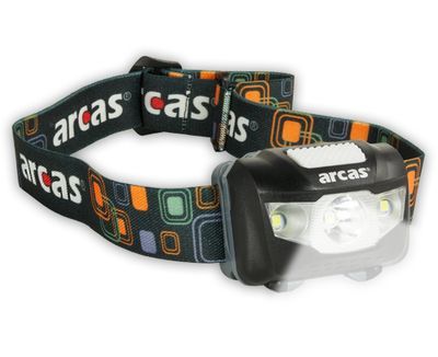 Arcas 307 10010, Stirnband-Taschenlampe, Schwarz, Kunststoff, Ipx6, Led, 3 Lampen