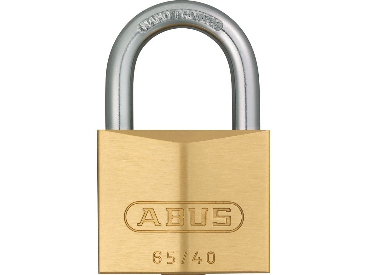 ABUS 65/40 KD, Konventionelle hængelås, Nøglelås, Indtastet forskelligt, Messing, Messing, Stål
