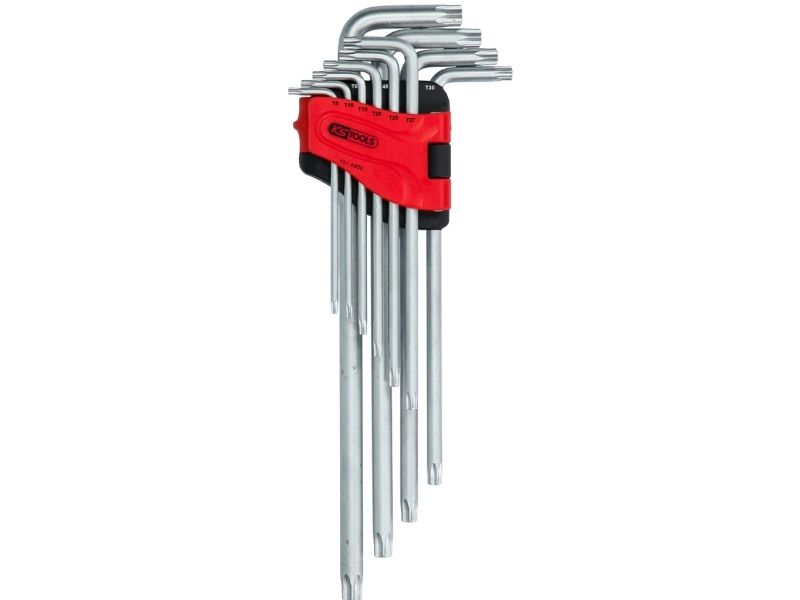 Ks Tools 151.4800 Tx Winkelschraubendreher-Satz Tb 8, Tb 10, Tb 15, Tb 20, Tb 25, Tb 27, Tb 30, Tb 40, Tb 45, Tb 50 10-Tlg