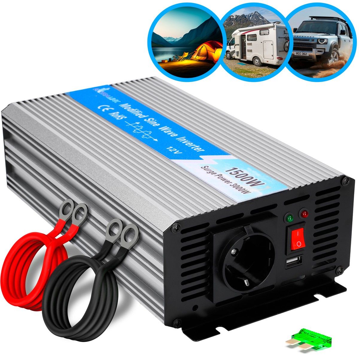 Extralink Voltage Converter 12V - 230V, 1500W, Modified Sinus Opim-1500W