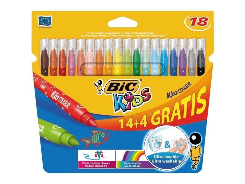 BIC Kid Couleur 14+4, Mellem, Projektilspids, 2,8 mm, Flerfarvet, Rund, Frankrig