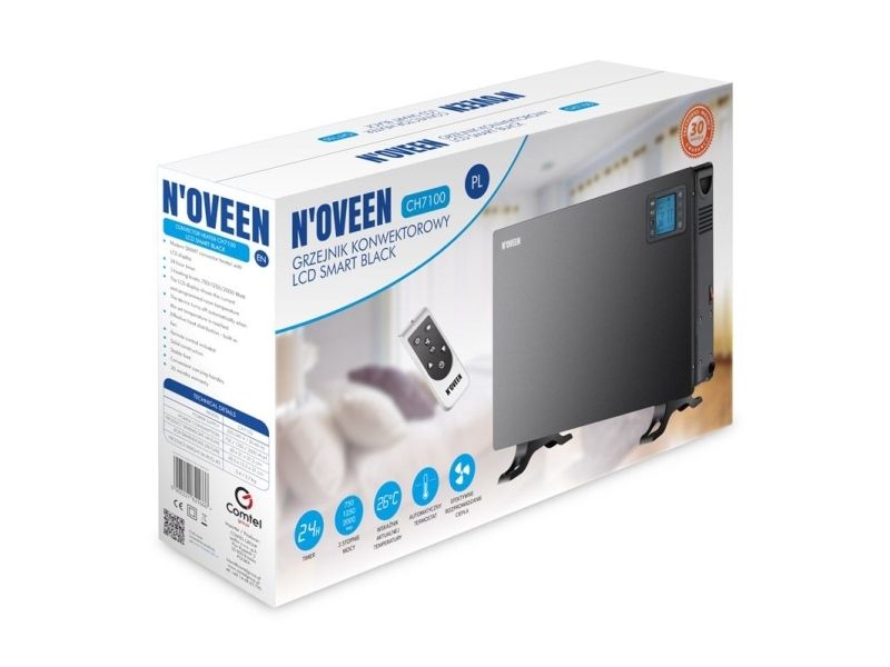 Noveen Ch7100 Lcd Smart, Elektrischer Konvektor-Raumheizer, 24 H, Indoor, Flur, Schwarz, Lcd