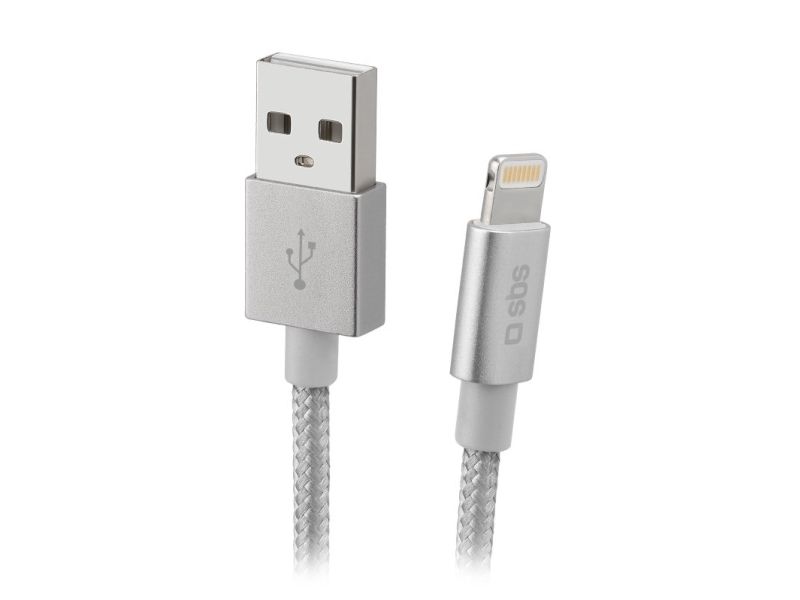 SBS TECABLEUSBIP589BS, 1 m, Lightning, USB A, Hanstik, Hanstik, Sølv