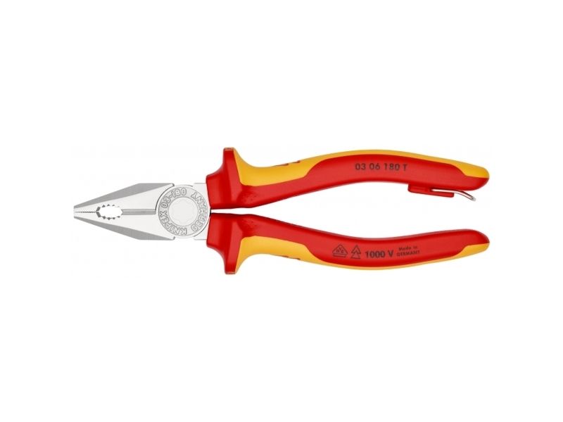 Knipex 03 06 180 T, Diagonale Zange, Chrom, Metall, Kunststoff, Rot, Gelb, 55 Mm, 180 Mm