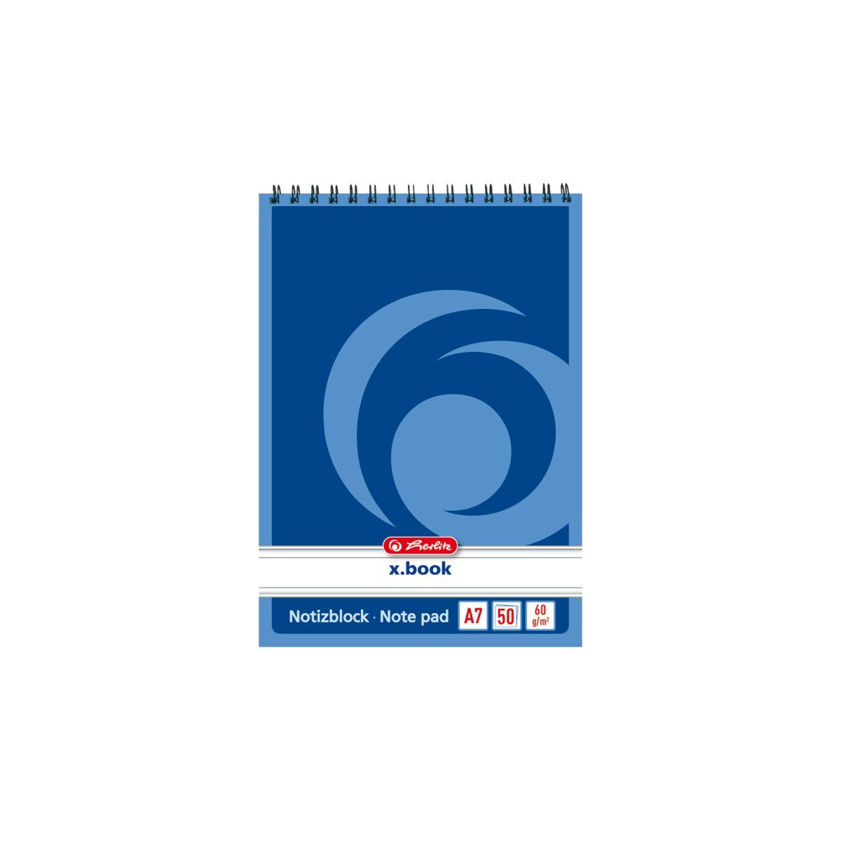 Spiralblok, Herlitz spiral pad, A7, 50 ark, linjeret, blå