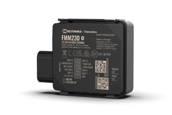 Teltonika FMM230 GPS-tracker til køretøj CAT M1 Bluetooth IP67 33 kanaler, sort