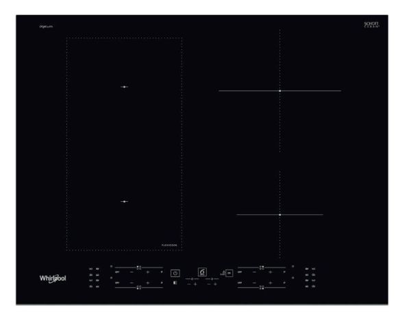 Whirlpool WL B4265 BF/IXL - Induktions kogeplade - 4 plader - Niche - bredde: 56 cm - dybde: 48 cm - med rustfrit stål-frontpynt - sort