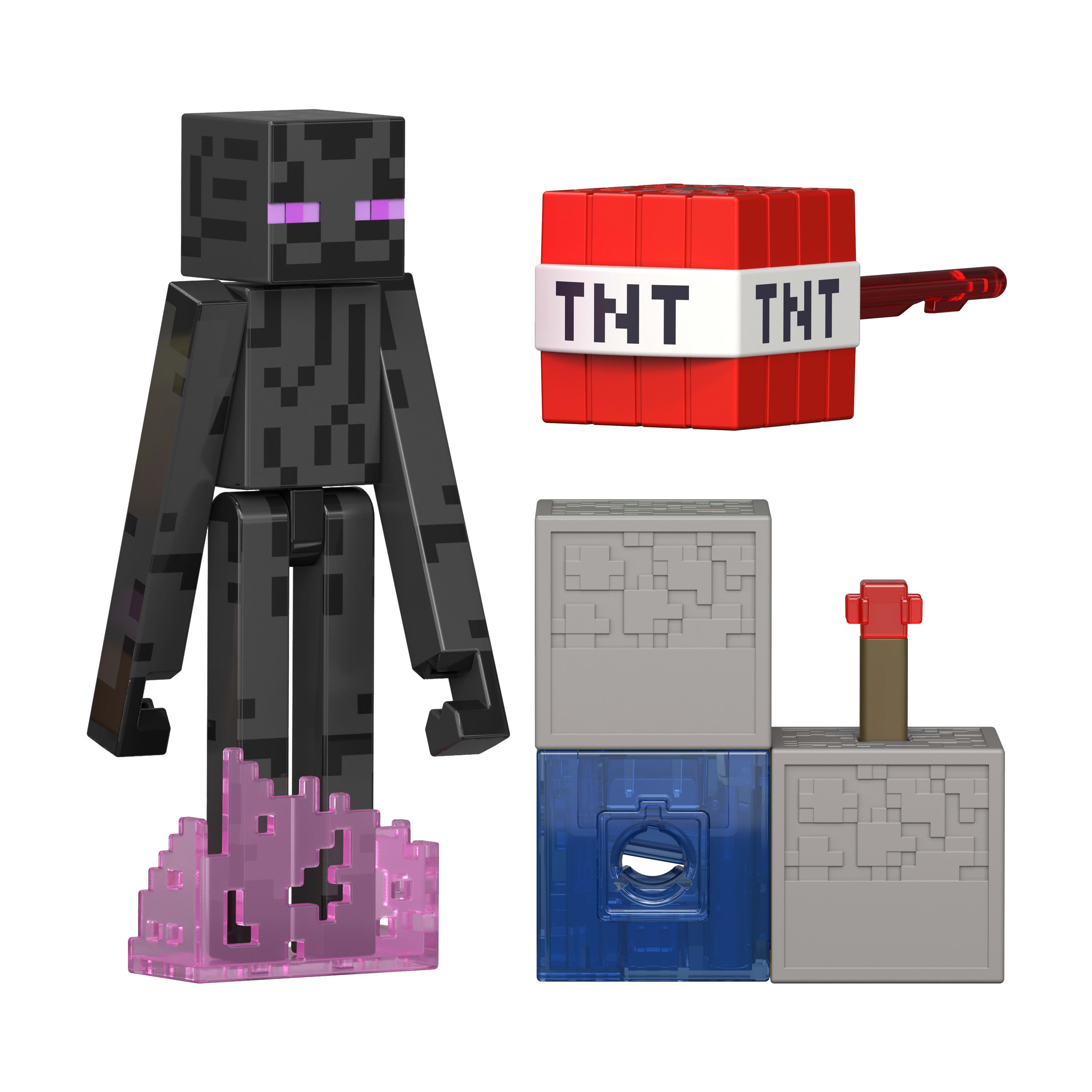 Minecraft Enderman Actionfigur Mit Zubehör-Set, Spielzeug Zum Sammeln Mit Bauteil, Maßstabsgetreu, Ca. 8 Cm Groß, 6 Jahr(E), Mehrfarbig, Kunststoff