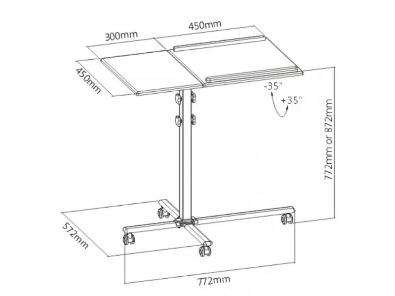 Techly ICA-TB TPM-2, Ställ till bärbara datorer, Svart, Silver, MDF, Gjuten aluminium, 10 kg, 772 - 872 mm, -35 - 35° | Datorer & Surfplattor - Bärbara tillbehör - Övriga tillbehör | GameStuff