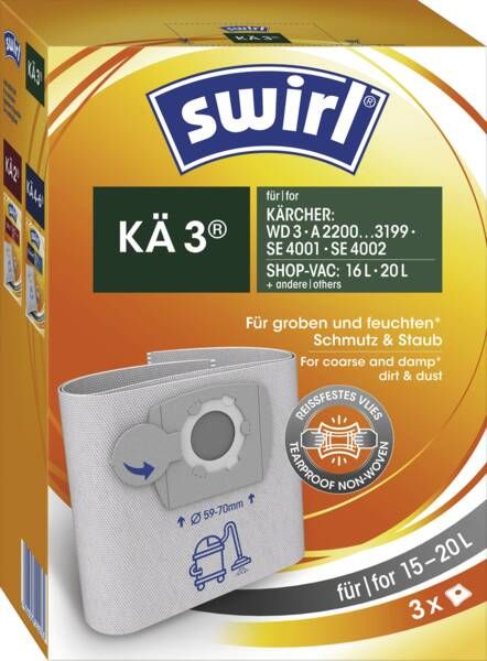 Swirl Kä 3, Støvpose, Tromle Vakuum, Kärcher, Kärcher Wd 3, 244 G, 210 Mm