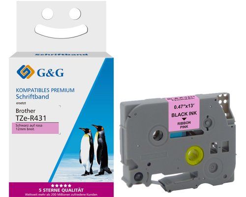 G&G 18768, Schwarz Auf Rosa, Etikettenrolle, Tze, Grau, Brother, Brother Ptouch 1010 Brother Ptouch 1280 Brother Ptouch 1750 Brother Ptouch 18R Broth