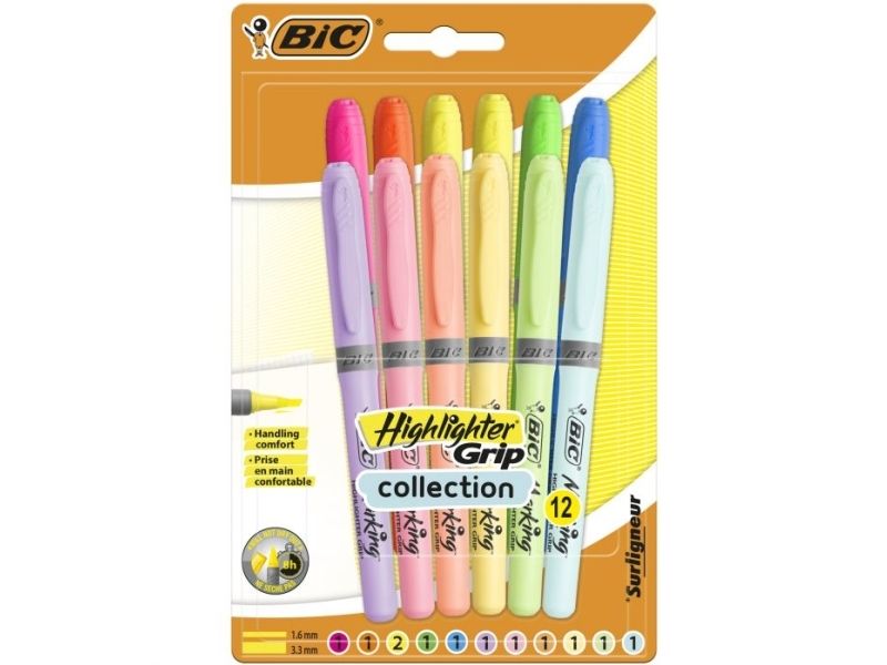 BIC 992562, Kuglepen + fyldepen, Blå, Grøn, Orange, Pink, Lilla, Gul, Fin, Blå, Grøn, Orange, Pink, Lilla, Gul, Plast, Højglans