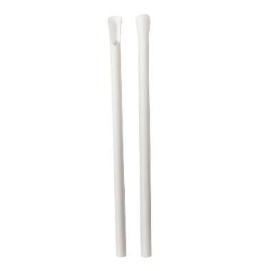 Sugerør Ø8x210 mm uden knæk bionedbrydelig med spade/ske hvid - (125 stk./pose)