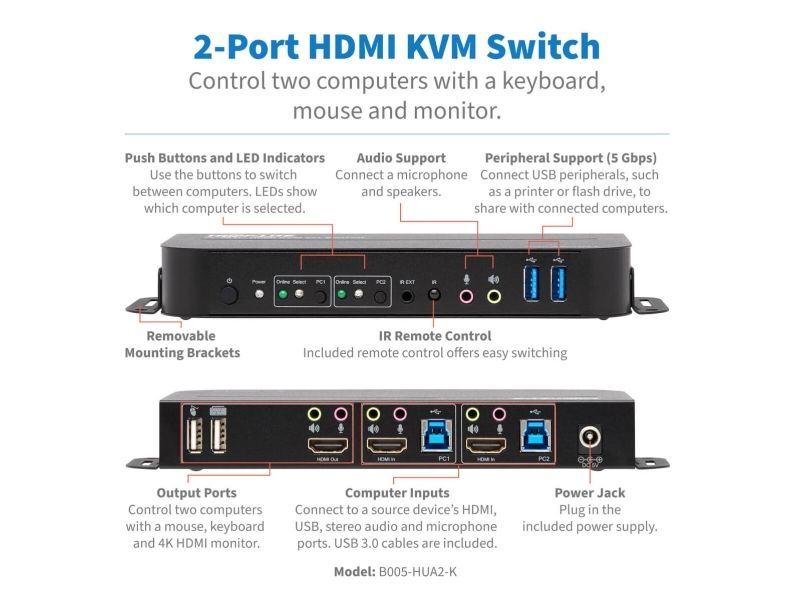 Eaton Tripp Lite Series Desktop Gigabit Ethernet Unmanaged Switch, Poe+ Pass-Through 8-Port 2.5 Gbps 100W Metal - Switch - Ikke Administreret - 8 X 1