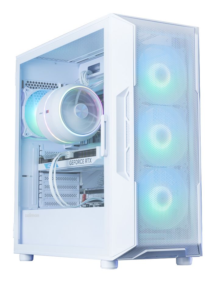 Zalman I3 Neo Argb V2 White, Midi Tower, Pc, Weiß, Atx, Mini-Itx, Kunststoff, Stahl, Gehärtetes Glas, 16 Cm