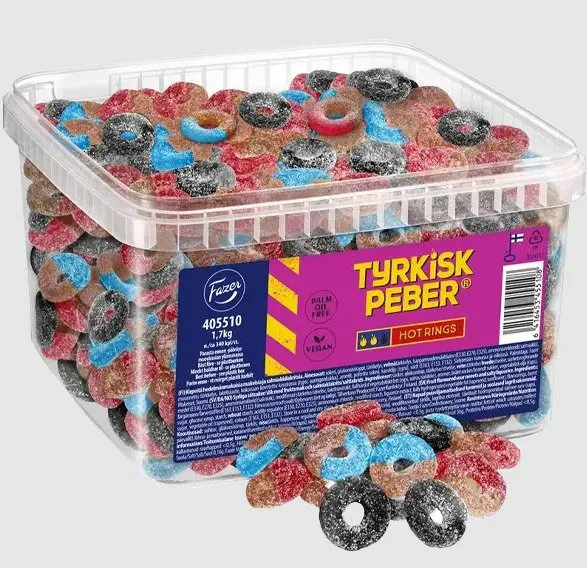 Fazer Turkish Pepper Hot Rings loose candy, 1.7 kg | Catering - Godis, snacks och choklad - Swallow | GameStuff