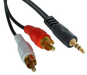 Lindy 35680, 3.5mm, Hanstik, 2 x RCA, Hanstik, 1 m, Sort