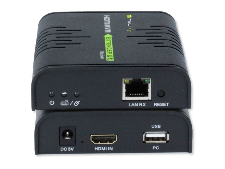 Techly 120M Hdmi Kvm Extender Over Network Cable - Sender Og Modtager - Kvm / Audio Forlænger - 1Gbe, Usb 2.0, Hdmi - 10Base-T, 100Base-Tx, 1000Base-