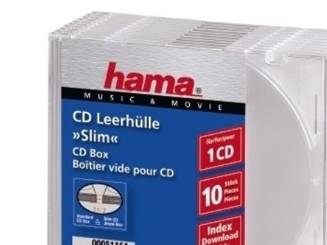 Hama Cd Slim Empty Box, Pack 10, Transparent, 1 Diske, Transparent, 145 Mm, 125 Mm, 53 Mm, 354 G