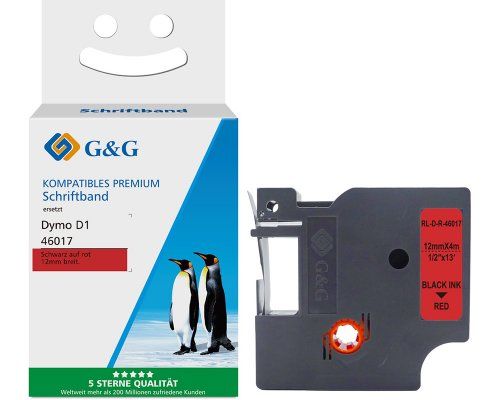 G&G 18802, Schwarz Auf Rot, Etikettenrolle, D1, Schwarz, Dymo, Dymo Labelmanager 210D Dymo Labelmanager 260P Dymo Labelmanager 360D Dymo Labelmanager